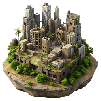 impressive classic A Post Apocalyptic City Ruined Building high quality png