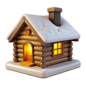 dramatic classic A Log Cabin Snow Covered Roof Warm Fir high quality png