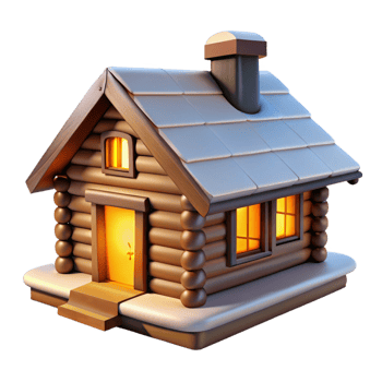 wonderful vintage A Log Cabin Snow Covered Roof Warm Fir exclusive png