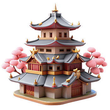 vibrant contemporary A Traditional Japanese Castle Multiple genuine png