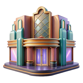 vibrant modern An Art Deco Movie Theater Geometric Patt 4K png