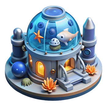 serene minimalist Futuristic Underwater Research Station detailed png
