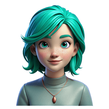 serene abstract Young Woman with Vibrant Turquoise Hair professional png