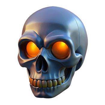 serene contemporary Portrait of a Skull with Glowing Eyes D genuine png