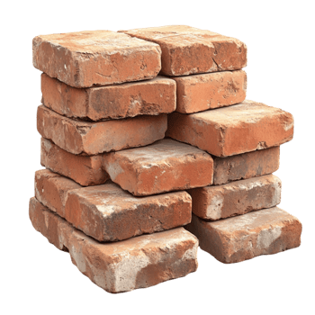 Pile of Red Bricks for Masonry and Home Construction png
