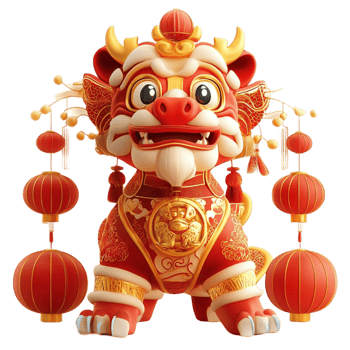 Traditional Chinese New Year Lion Dance Figurine png