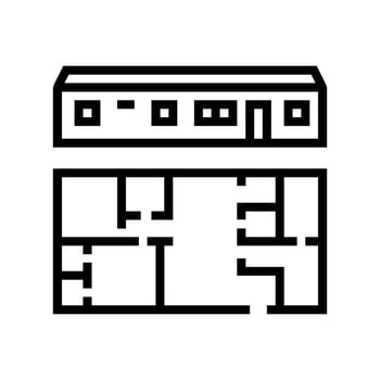 double wide trailer mobile home line icon illustration vector