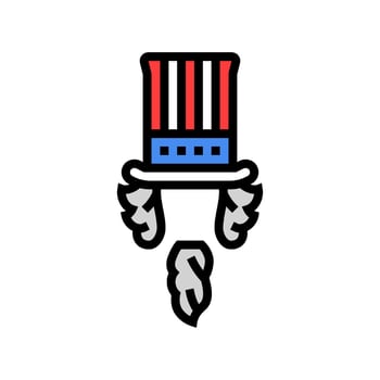 hat beard uncle sam color icon illustration vector