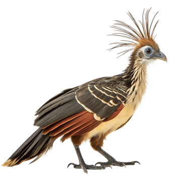 A South American bird with claws on its wings as a chick and a pungent smell, isolated on transparent background png
