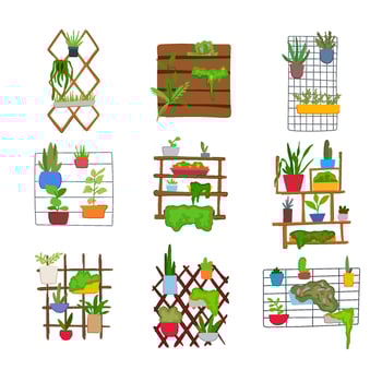 indoor vertical garden set item vector