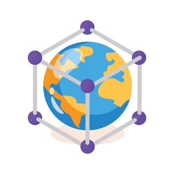 Ready to use 3d style icon of global networking technology vector
