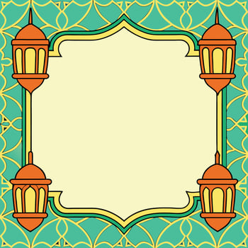 ramadan islamic frame with lanterns vector