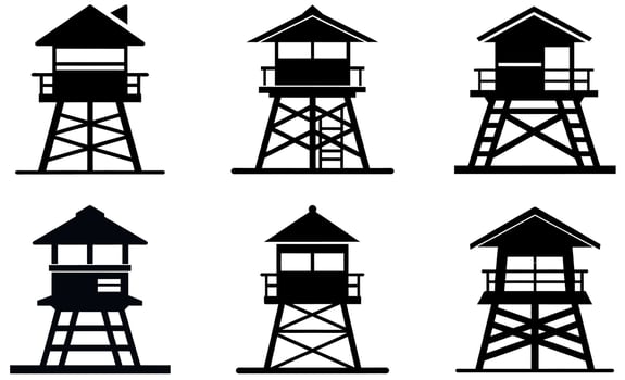 Black and White Observation Towers design vector
