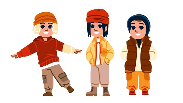 scarf kid boy autumn fashion vector