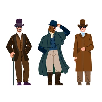 fashion victorian outfit man vector