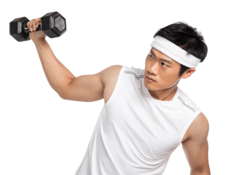 young man lifting dumbbell, showcasing strength and determination png