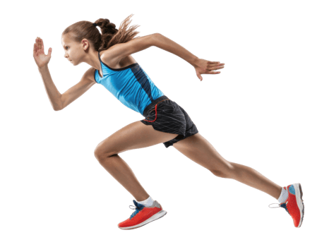 young girl sprinting in athletic wear, showcasing speed and determination png