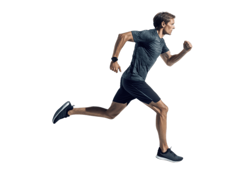 man running in athletic wear, showcasing speed and determination png