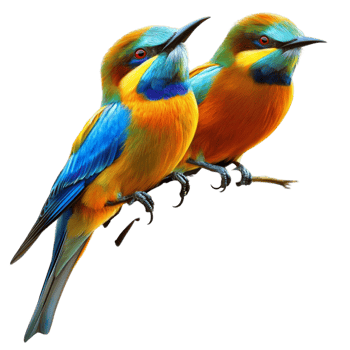Two Exotic Birds Transparent Background png