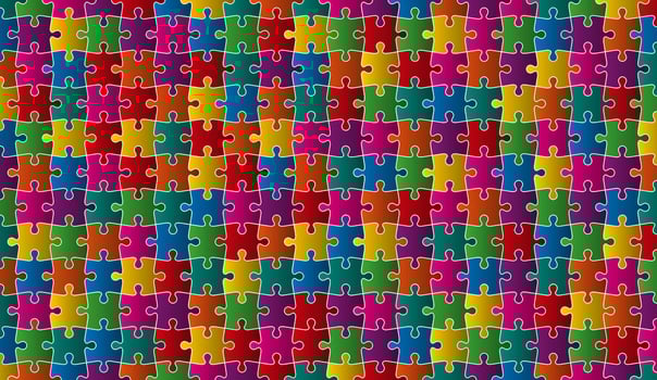 Abstract puzzle background with colorful puzzle pieces, illustration vector