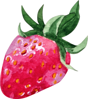 Watercolor Illustration of a Ripe Strawberry png