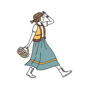 Stylish Bohemian Festival Model for Illustrations. vector