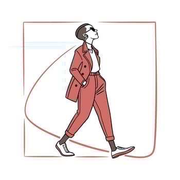 Charming Bold Androgynous Fashion Model Design. vector