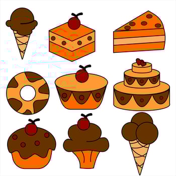 pastry cake bundling design isolated on white vector