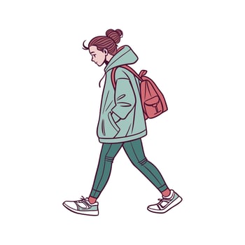 Vibrant Casual Hoodie Look Fashion Model. vector