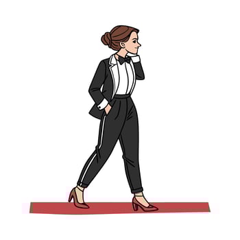 Elegant Tuxedo Look Fashion Model Design 3. vector