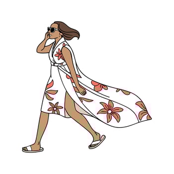 Coastal Beach Resort Fashion Model Illustration. vector