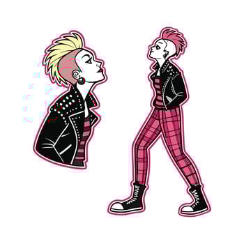 Chic Edgy Punk Rock Model Design. vector