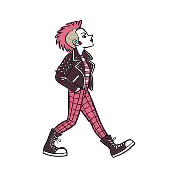 Trendy Edgy Punk Rock Fashion Model Design. vector