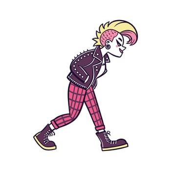 Chic Edgy Punk Rock Fashion Model Design. vector