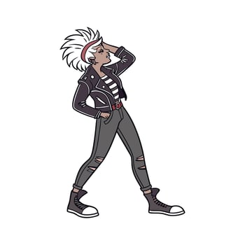 Chic Edgy Rockstar Fashion Model Illustration. vector