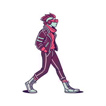 Trendy Futuristic Cyberpunk Model. vector