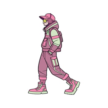 Chic Futuristic Techwear Model. vector