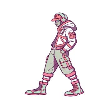 Trendy Futuristic Techwear Model. vector