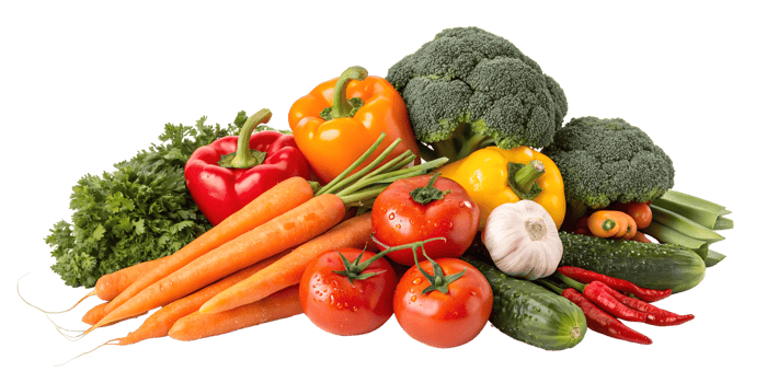 Fresh Assorted Vegetables with Vibrant Colors and Textures on Transparent Background png