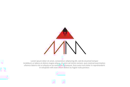 double letter m pen bezier ink logo vector