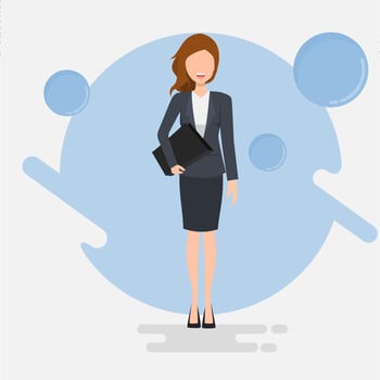 Business woman in suit holding folder vector