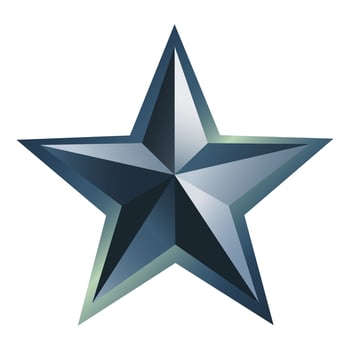Blue 3d shining star icon with frame. illustration Blue 3d star icon illustration. Isolated on white background vector