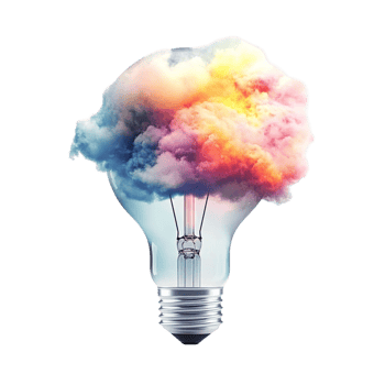 Artistic Light Bulb with Multi-Color Smoke Effect png