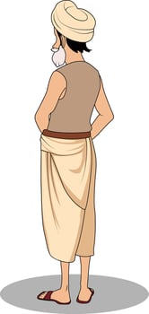 Village Life Characters Indian Men in Cartoon Art vector