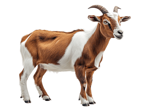 Brown and white goat isolated on transparent background png