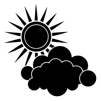 A bold silhouette features the sun partially obscured by a cloud cutouts png
