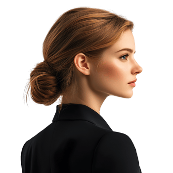 Businesswoman with bun hairstyle isolated on transparent background png
