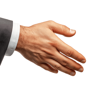Businessman hand reaching to shake isolated on transparent background png