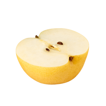 Fresh yellow apple half with seeds, showcasing its juicy interior and smooth texture png