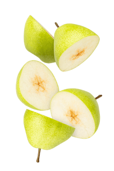 Fresh green pear slices arranged artistically, showcasing juicy texture and vibrant color png